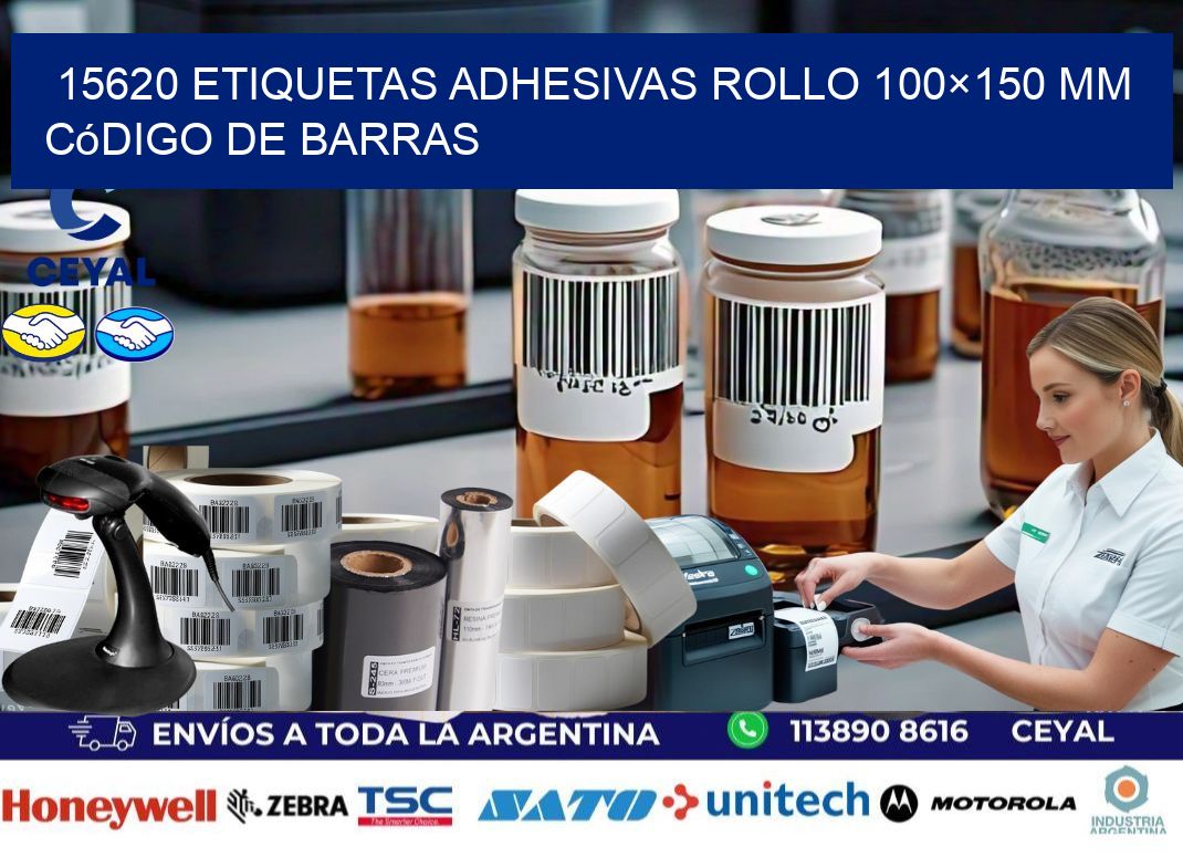 15620 etiquetas adhesivas rollo 100×150 mm código de barras
