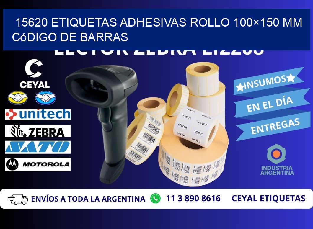 15620 etiquetas adhesivas rollo 100×150 mm código de barras