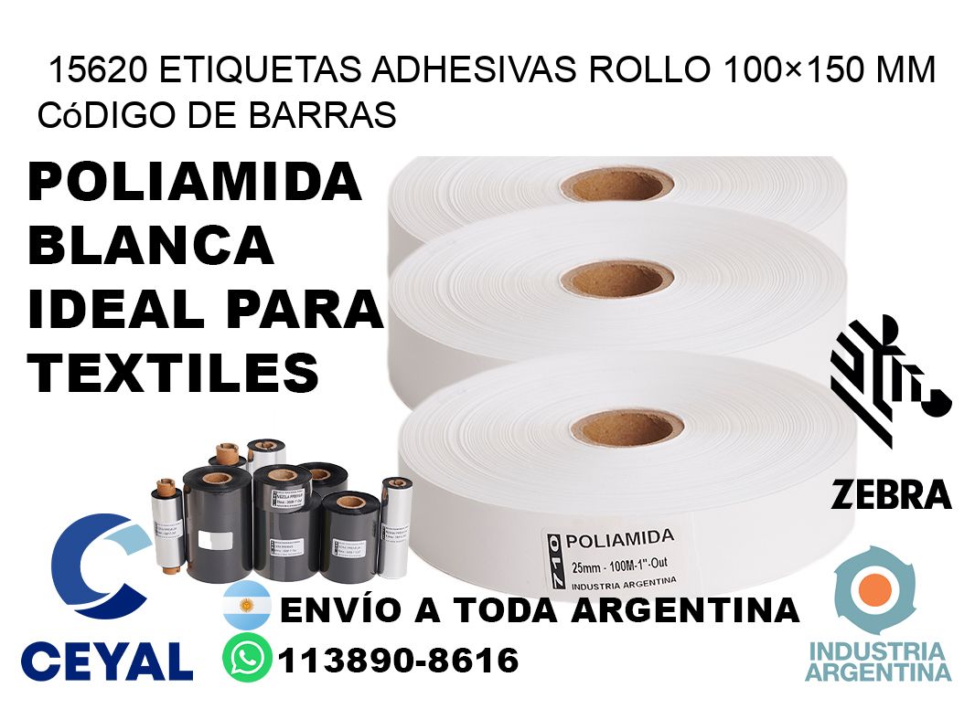 15620 etiquetas adhesivas rollo 100×150 mm código de barras