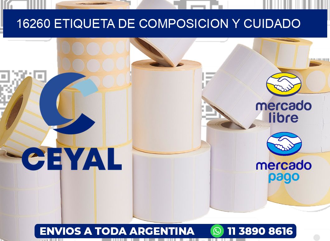 16260 etiqueta de composicion y cuidado