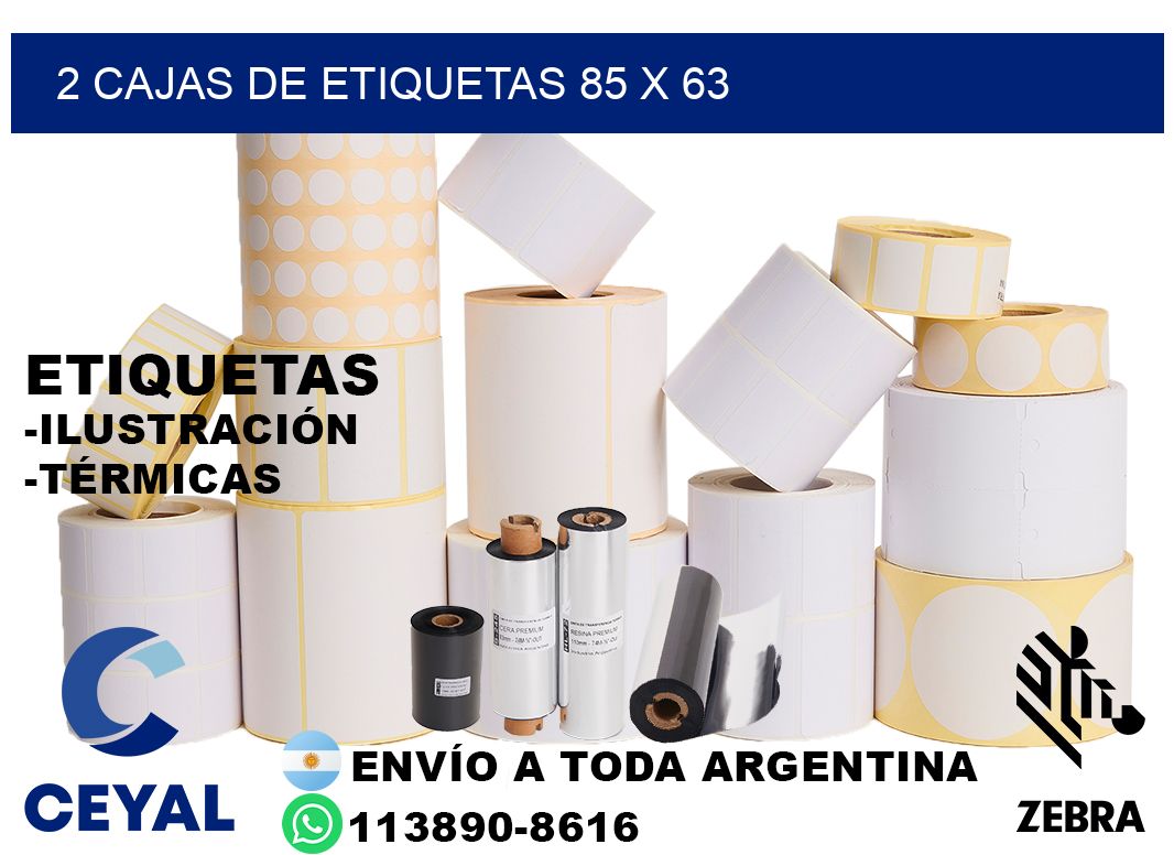 2 cajas de etiquetas 85 x 63