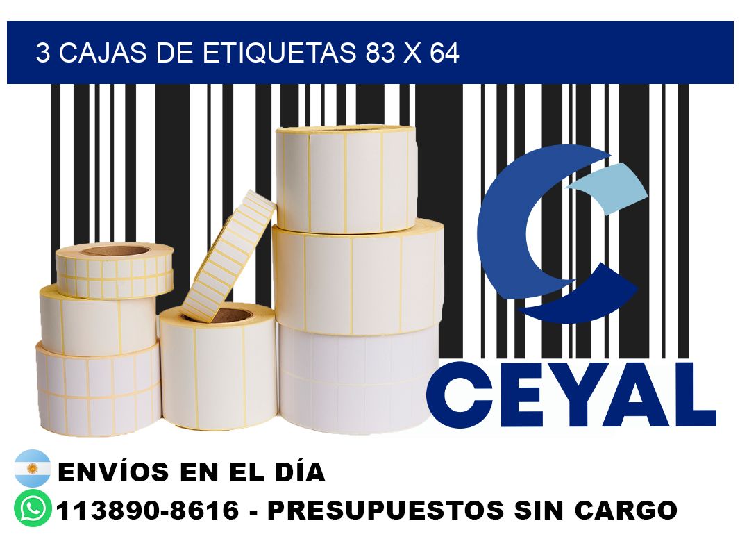 3 cajas de etiquetas 83 x 64