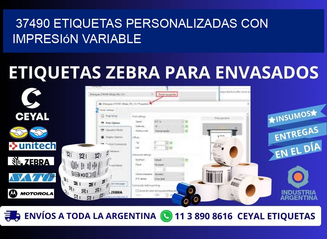 37490 etiquetas personalizadas con impresión variable