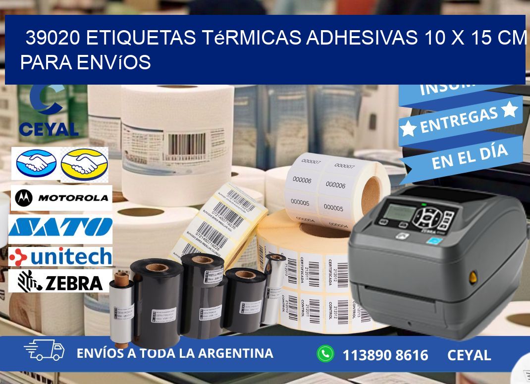 39020 Etiquetas Térmicas Adhesivas 10 x 15 cm para Envíos