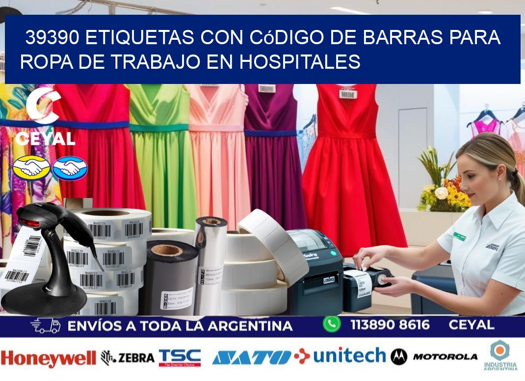 39390 Etiquetas con código de barras para ropa de trabajo en hospitales