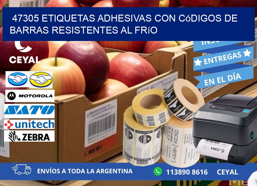 47305 Etiquetas adhesivas con códigos de barras resistentes al frío
