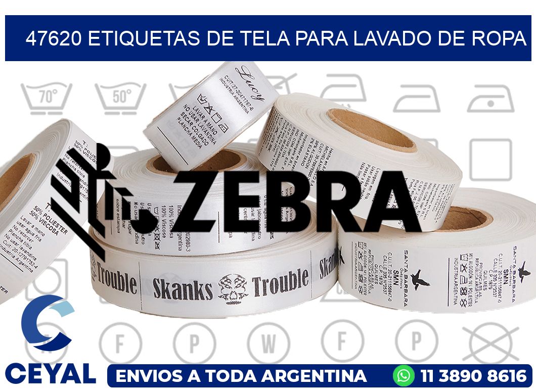 47620 Etiquetas de tela para lavado de ropa