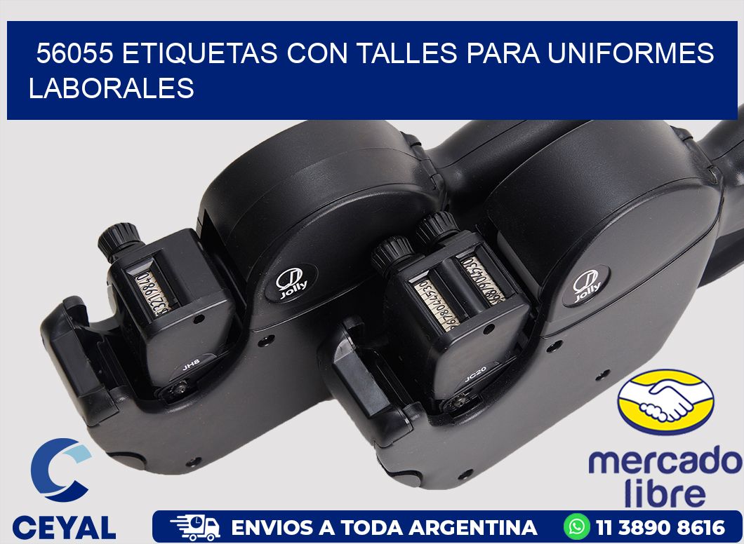 56055 etiquetas con talles para uniformes laborales
