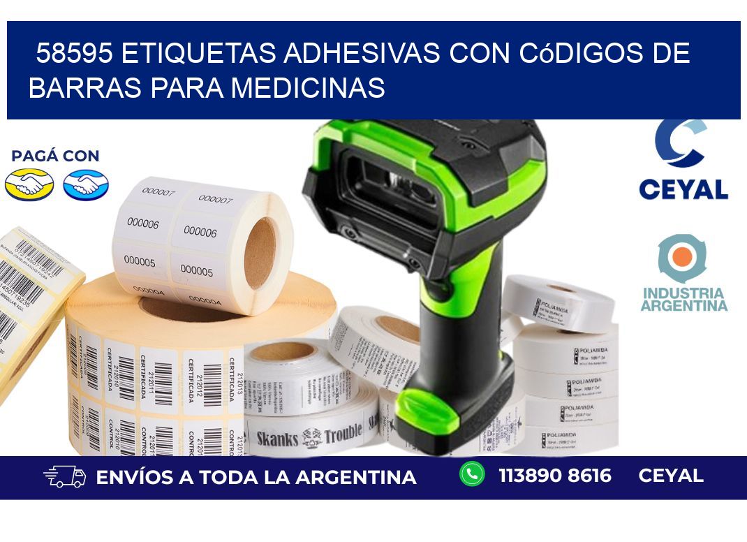 58595 etiquetas adhesivas con códigos de barras para medicinas