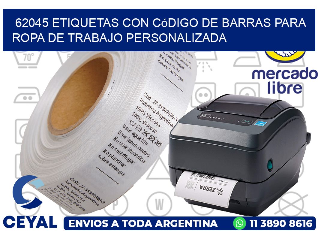62045 Etiquetas con código de barras para ropa de trabajo personalizada