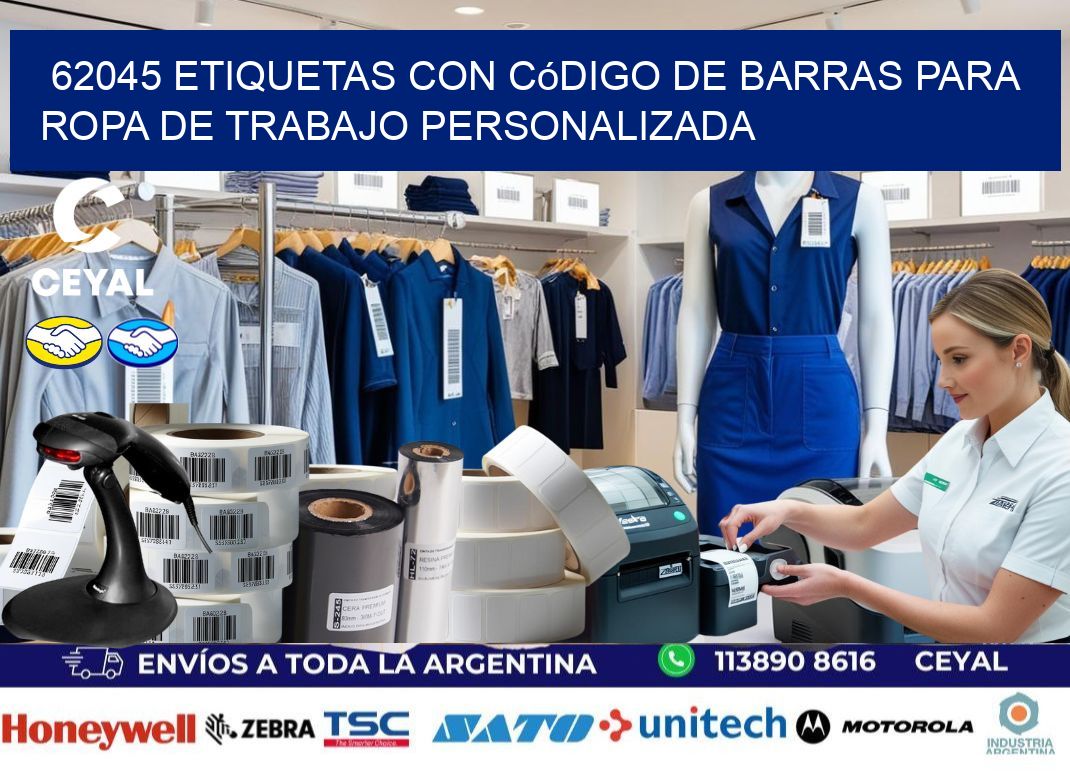 62045 Etiquetas con código de barras para ropa de trabajo personalizada