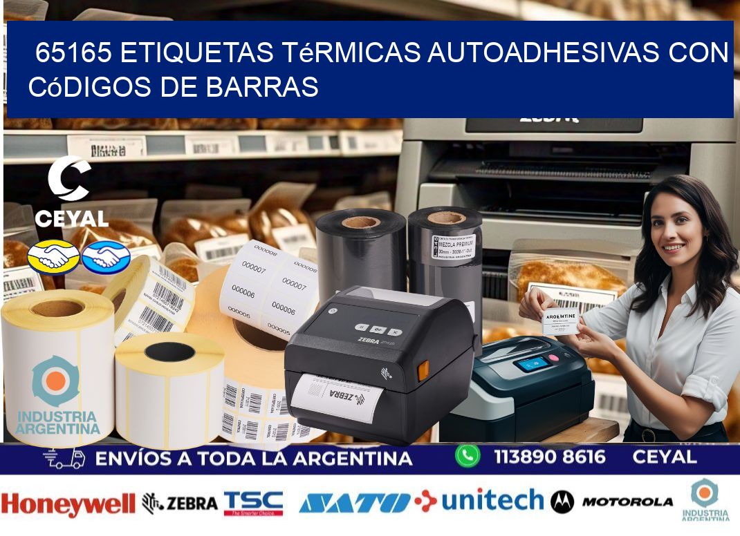 65165 Etiquetas térmicas autoadhesivas con códigos de barras