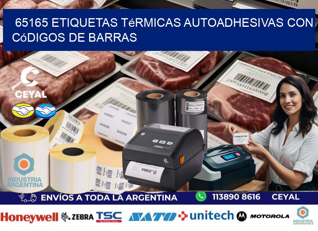 65165 Etiquetas térmicas autoadhesivas con códigos de barras