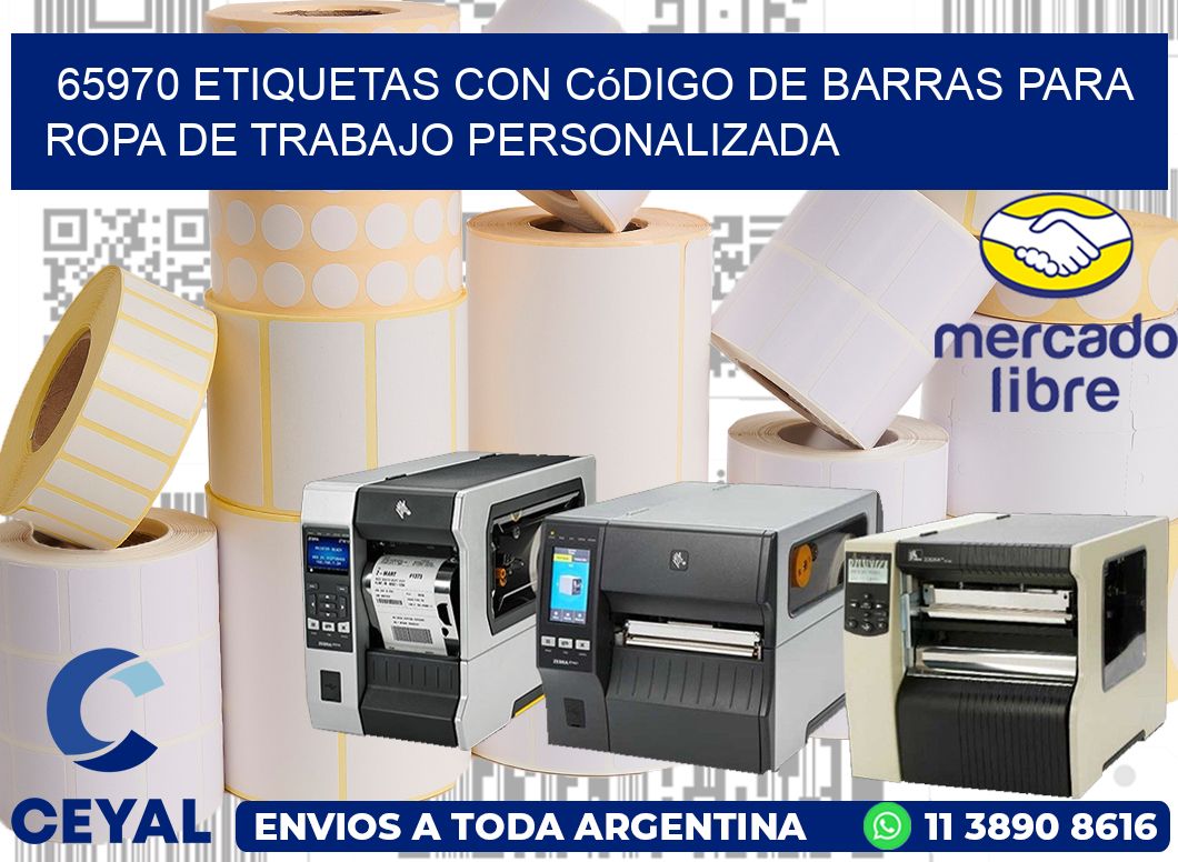 65970 Etiquetas con código de barras para ropa de trabajo personalizada