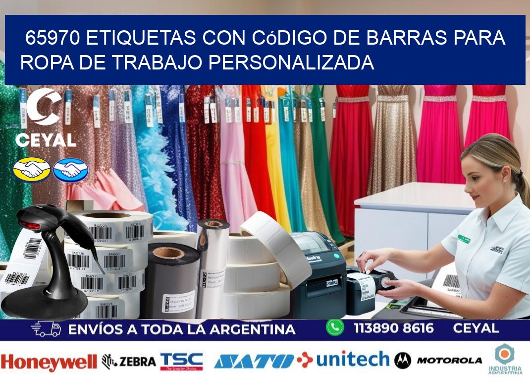 65970 Etiquetas con código de barras para ropa de trabajo personalizada