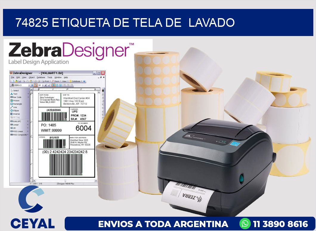 74825 etiqueta de tela de lavado
