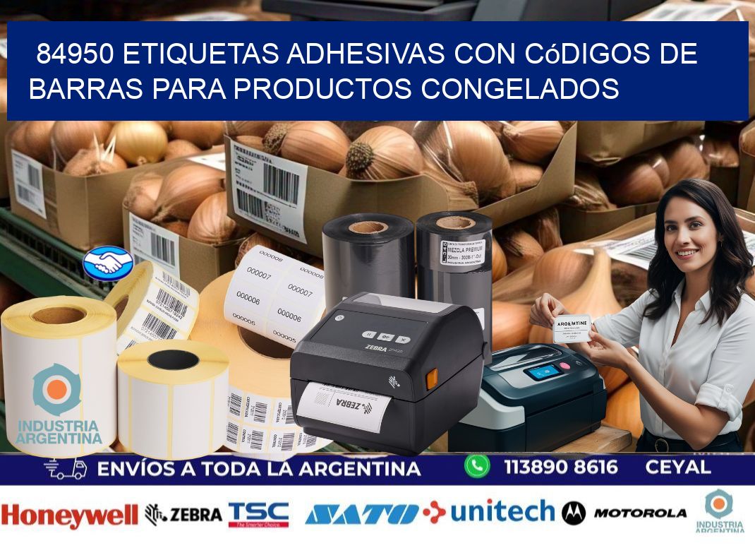 84950 Etiquetas adhesivas con códigos de barras para productos congelados