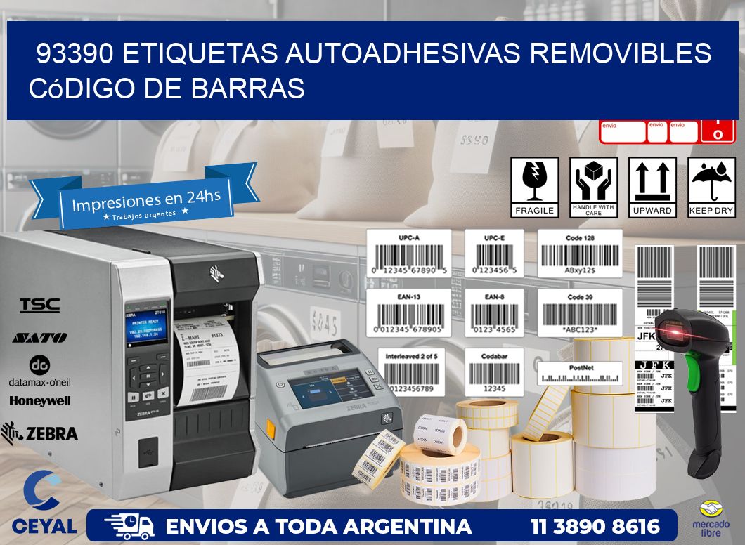 93390 etiquetas autoadhesivas removibles código de barras