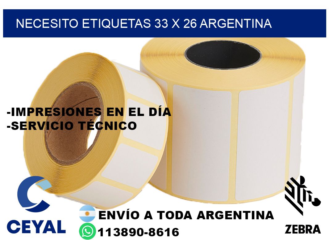 Necesito etiquetas 33 x 26 argentina