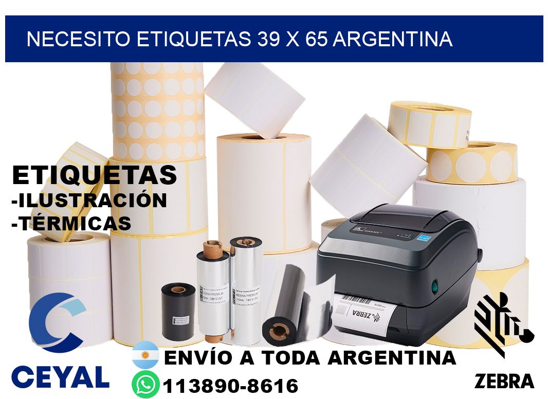 Necesito etiquetas 39 x 65 argentina