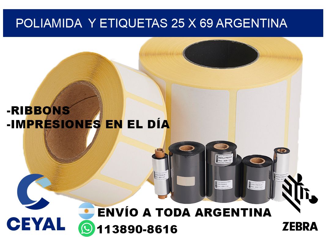 Poliamida y etiquetas 25 x 69 argentina