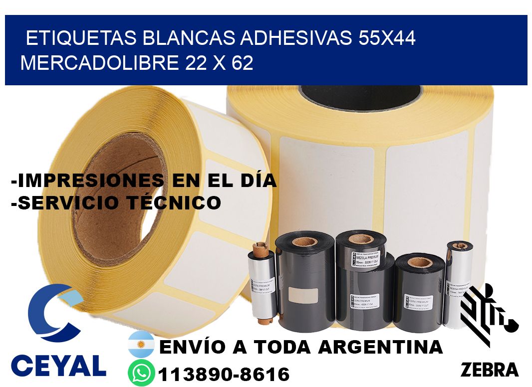 etiquetas blancas adhesivas 55x44 mercadolibre 22 x 62
