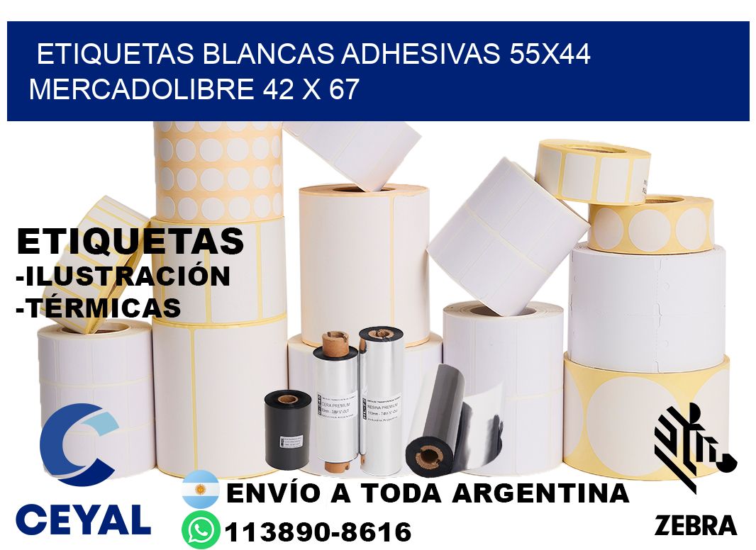 etiquetas blancas adhesivas 55x44 mercadolibre 42 x 67