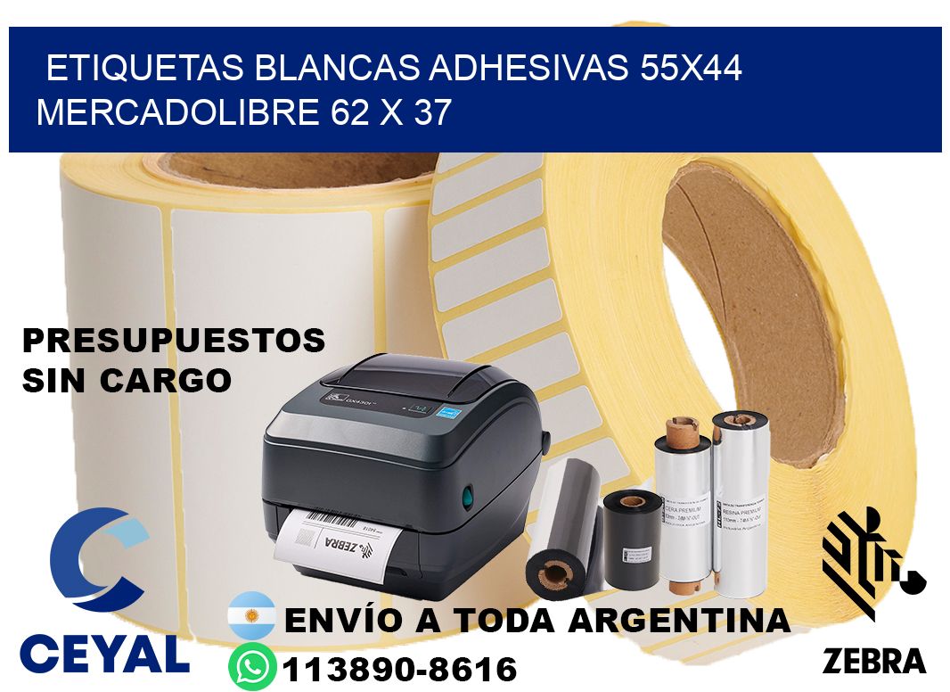 etiquetas blancas adhesivas 55x44 mercadolibre 62 x 37