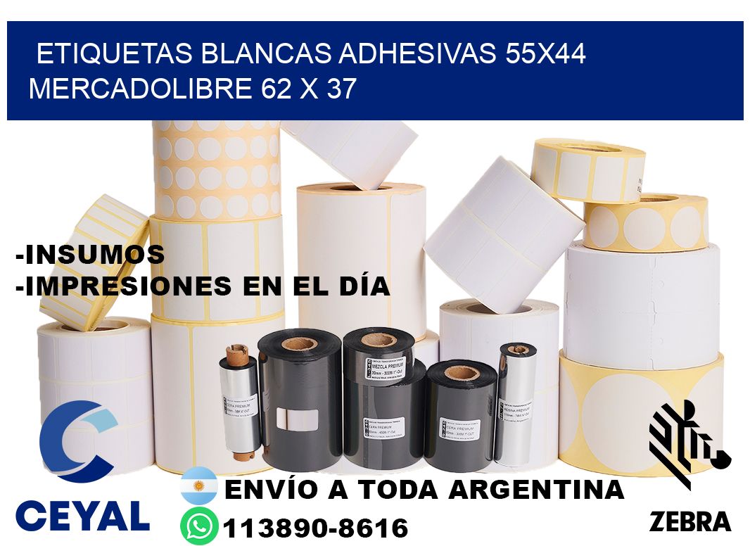 etiquetas blancas adhesivas 55x44 mercadolibre 62 x 37