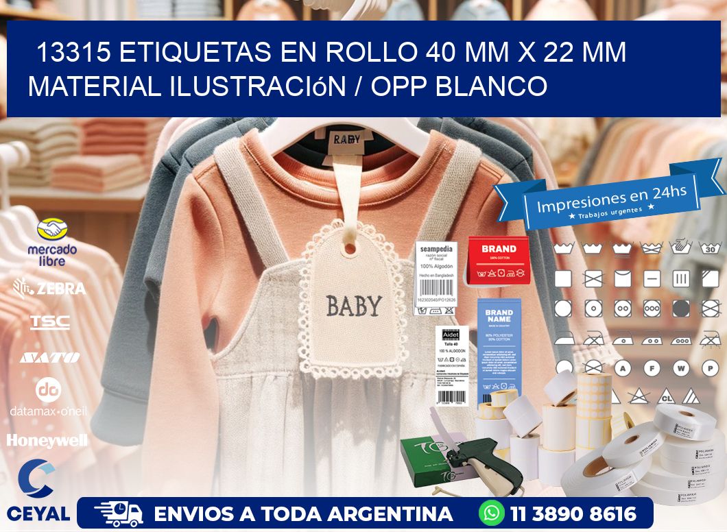 13315 Etiquetas en rollo 40 mm x 22 mm material Ilustración / OPP Blanco