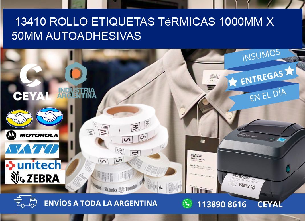 13410 Rollo Etiquetas Térmicas 1000mm X 50mm Autoadhesivas