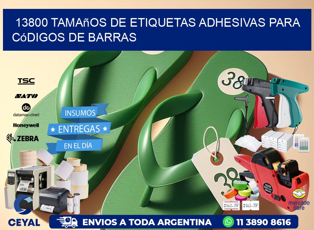 13800 Tamaños de etiquetas adhesivas para códigos de barras