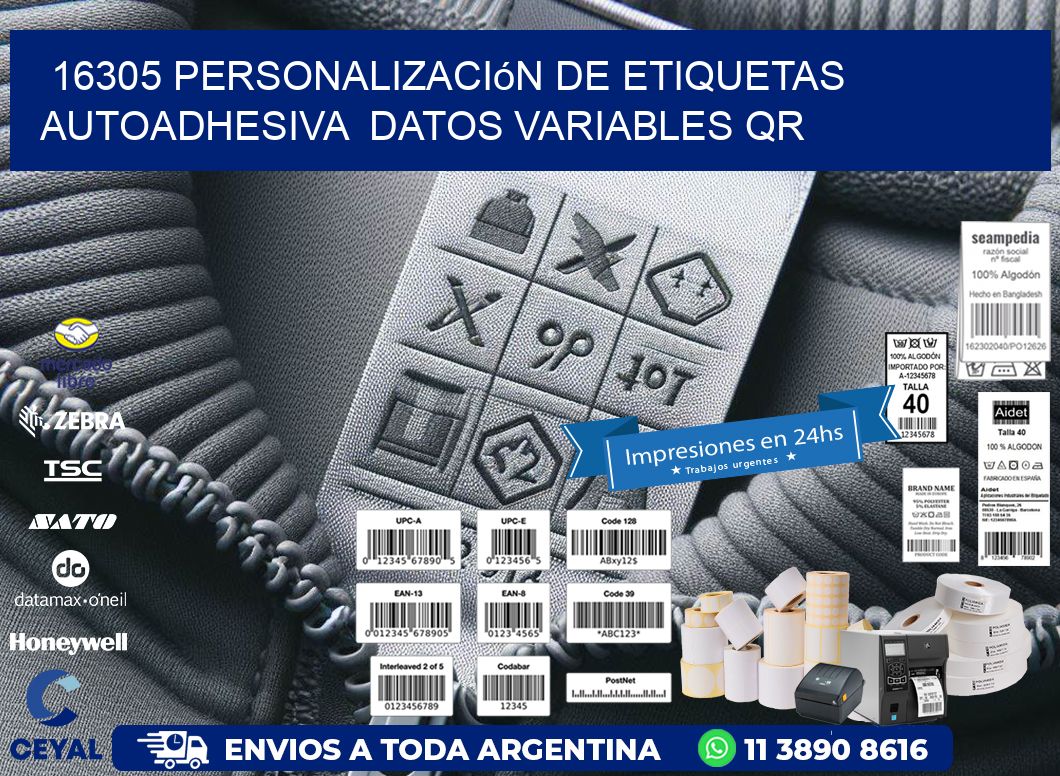 16305 Personalización de etiquetas autoadhesiva  datos variables QR