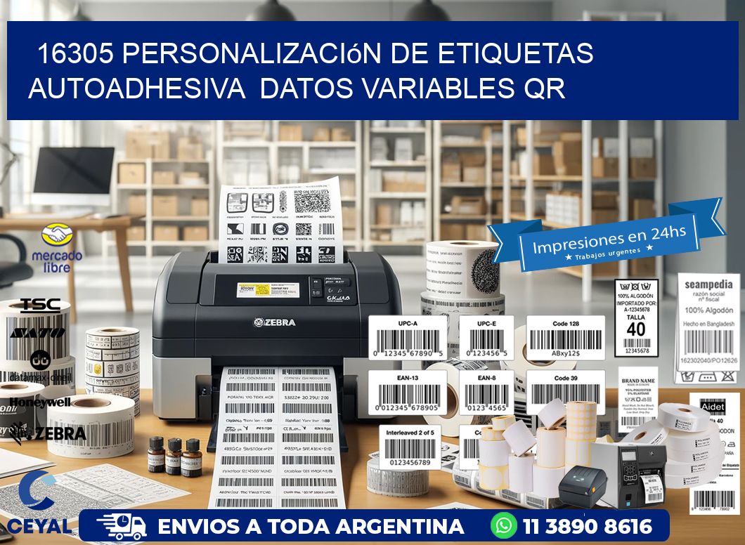 16305 Personalización de etiquetas autoadhesiva  datos variables QR