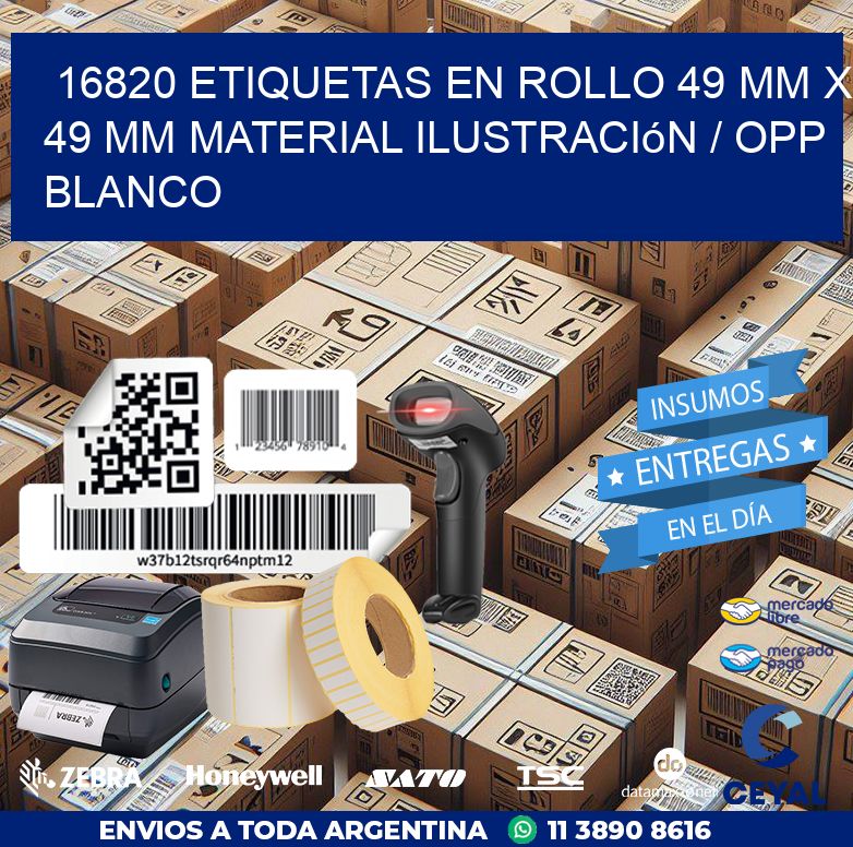 16820 Etiquetas en rollo 49 mm x 49 mm material Ilustración / OPP Blanco