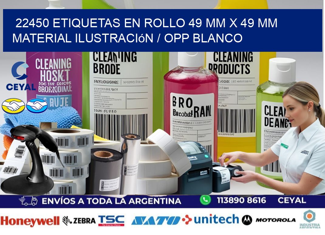 22450 Etiquetas en rollo 49 mm x 49 mm material Ilustración / OPP Blanco