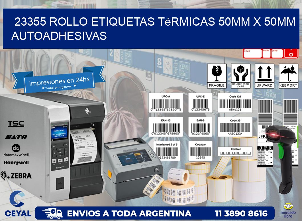 23355 Rollo Etiquetas Térmicas 50mm X 50mm Autoadhesivas