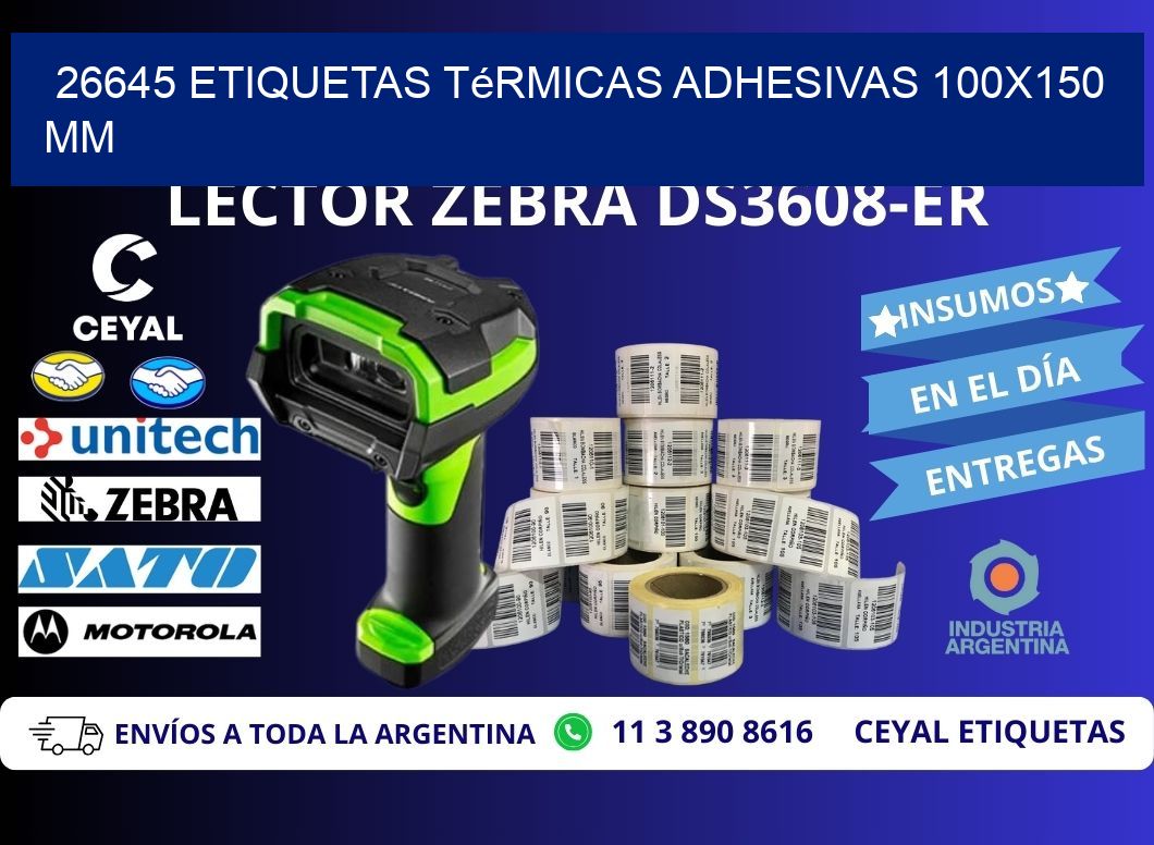 26645 etiquetas térmicas adhesivas 100x150 mm