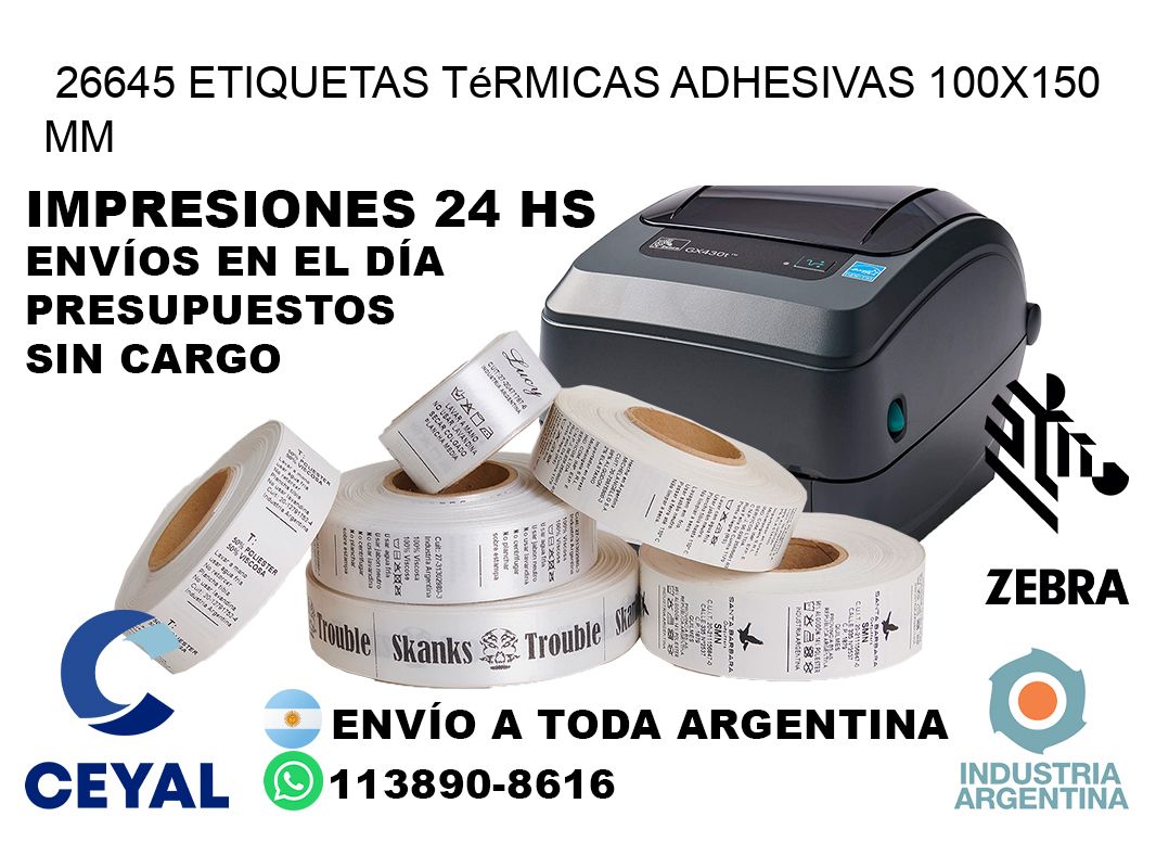 26645 etiquetas térmicas adhesivas 100×150 mm