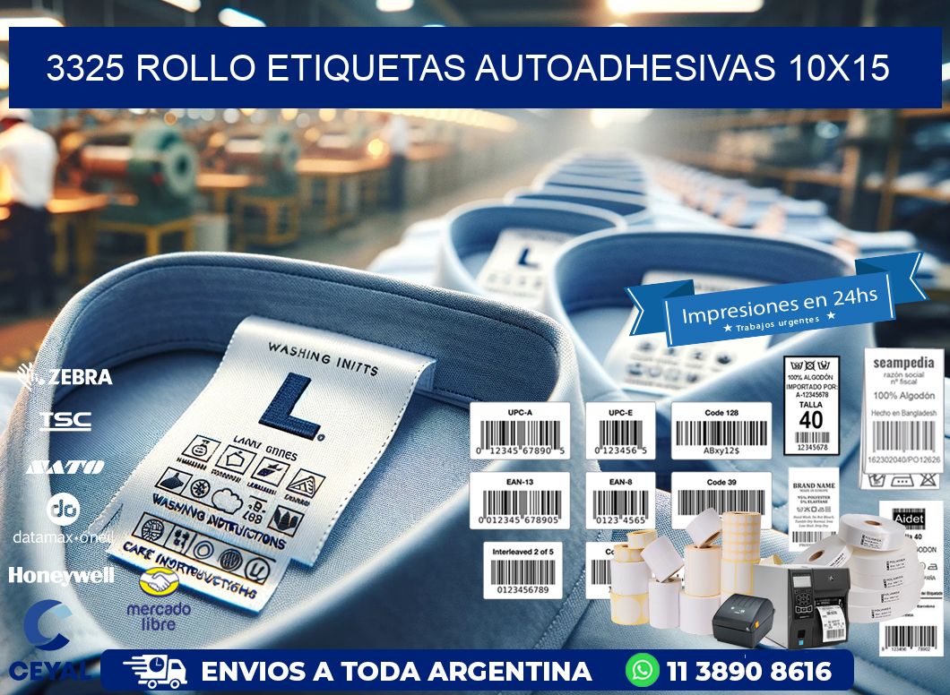 3325 Rollo Etiquetas autoadhesivas 10x15
