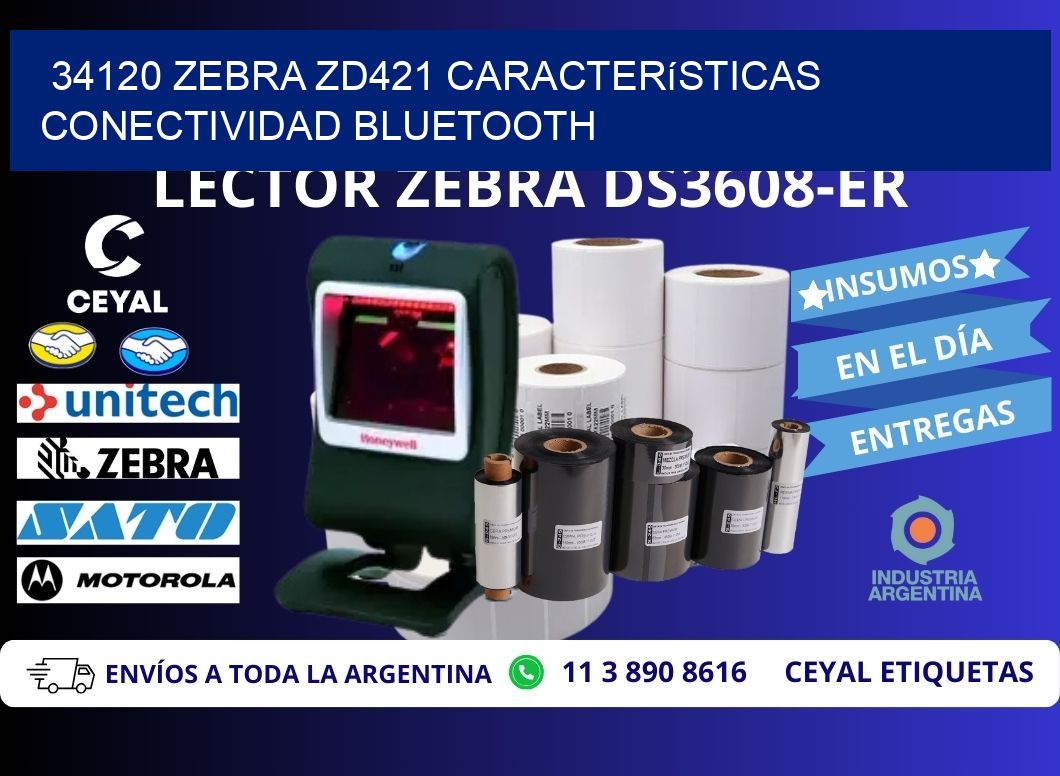 34120 Zebra ZD421 características conectividad Bluetooth