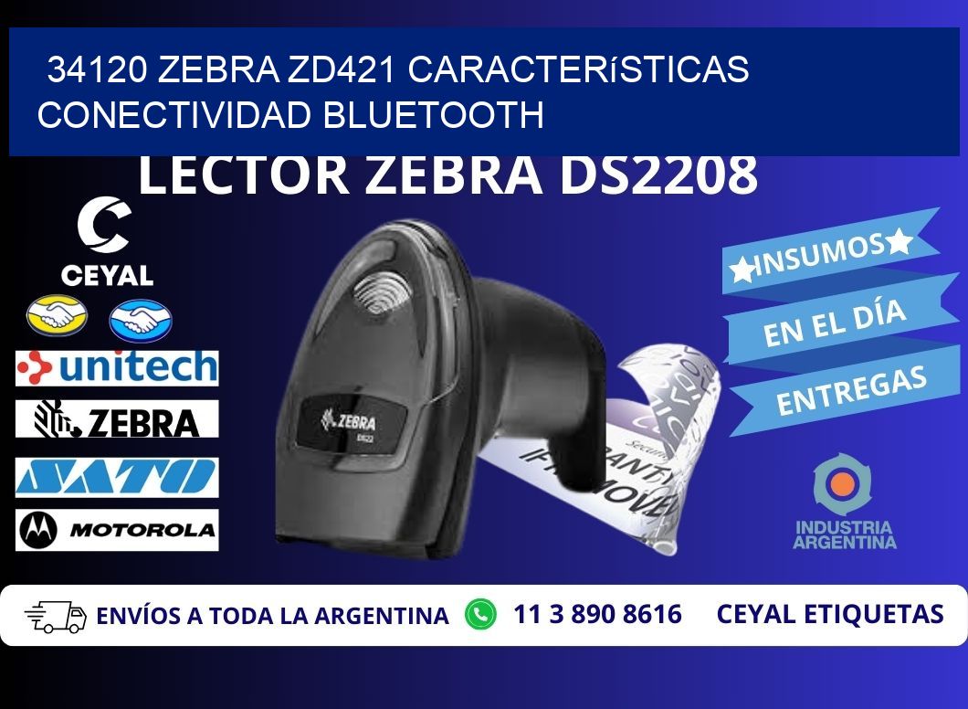 34120 Zebra ZD421 características conectividad Bluetooth