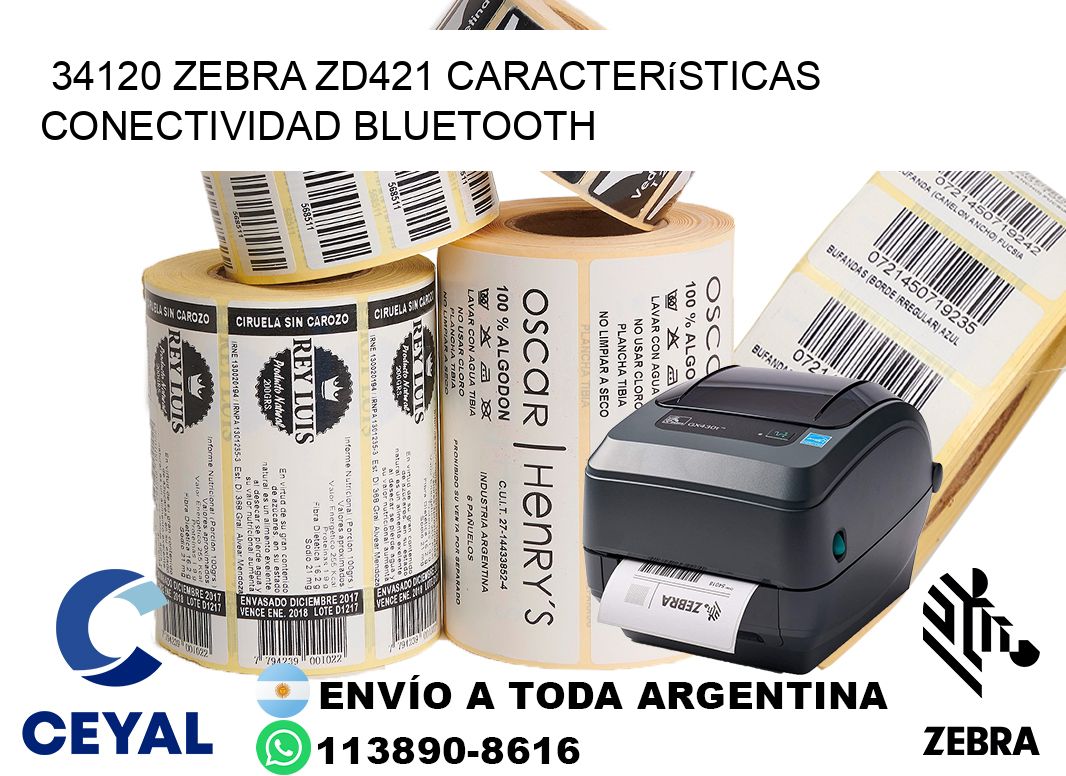 34120 Zebra ZD421 características conectividad Bluetooth