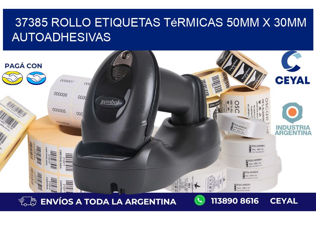37385 Rollo Etiquetas Térmicas 50mm X 30mm Autoadhesivas