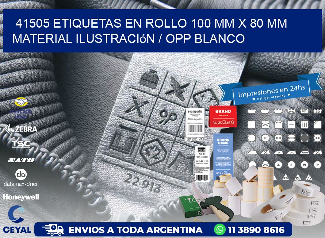 41505 Etiquetas en rollo 100 mm x 80 mm material Ilustración / OPP Blanco