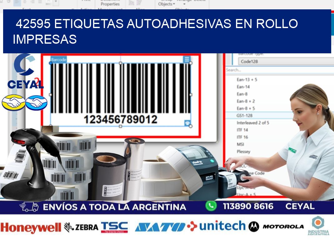 42595 Etiquetas autoadhesivas en rollo impresas