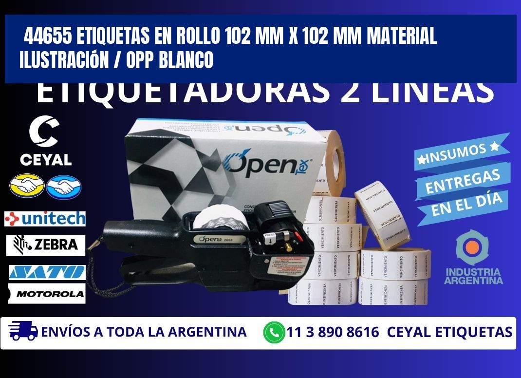 44655 Etiquetas en rollo 102 mm x 102 mm material Ilustración / OPP Blanco