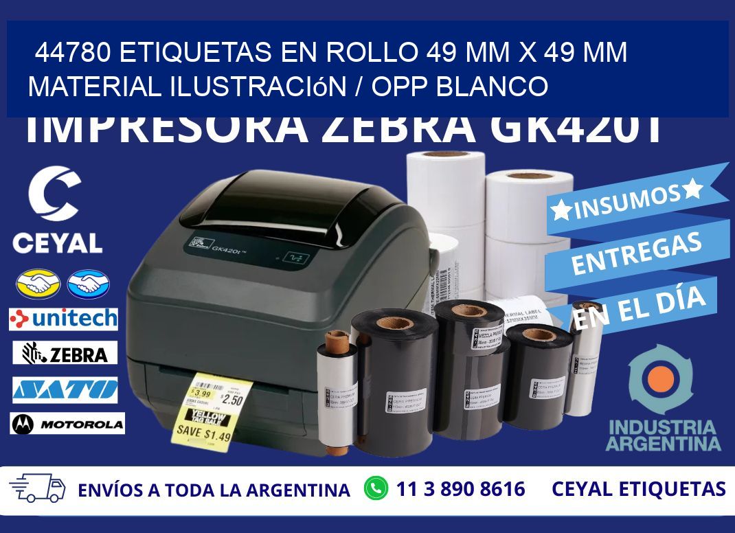 44780 Etiquetas en rollo 49 mm x 49 mm material Ilustración / OPP Blanco