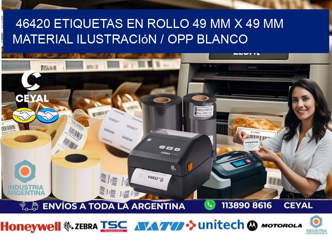 46420 Etiquetas en rollo 49 mm x 49 mm material Ilustración / OPP Blanco