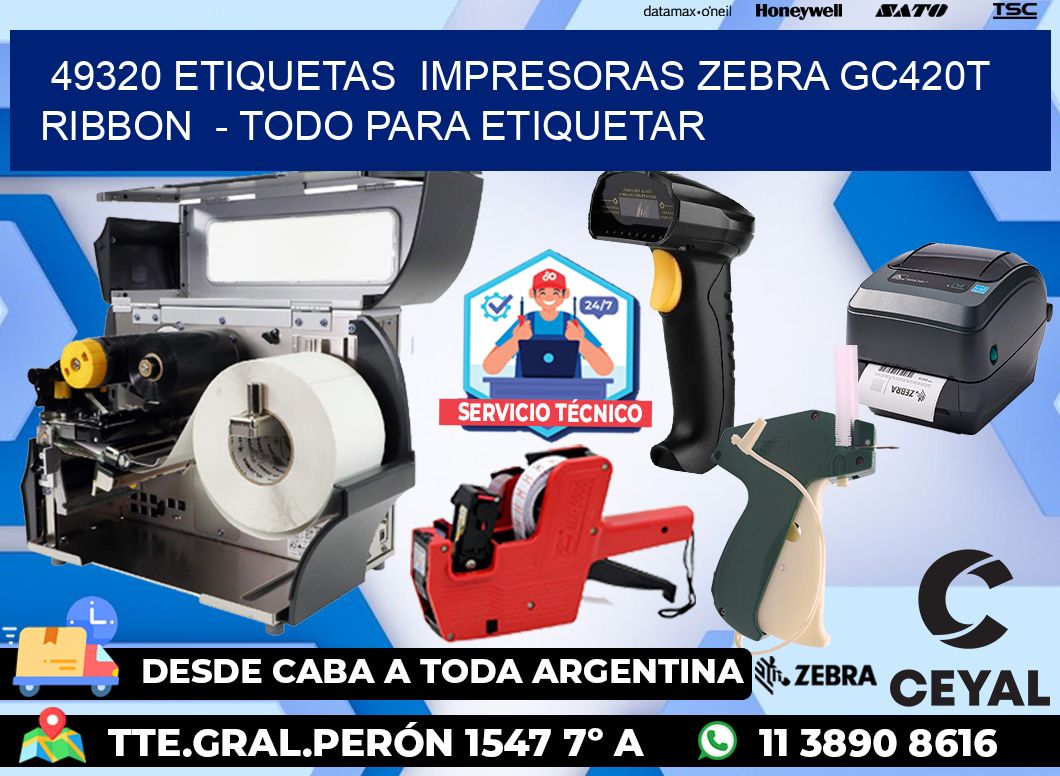 49320 etiquetas  impresoras zebra gc420t ribbon  - Todo para Etiquetar